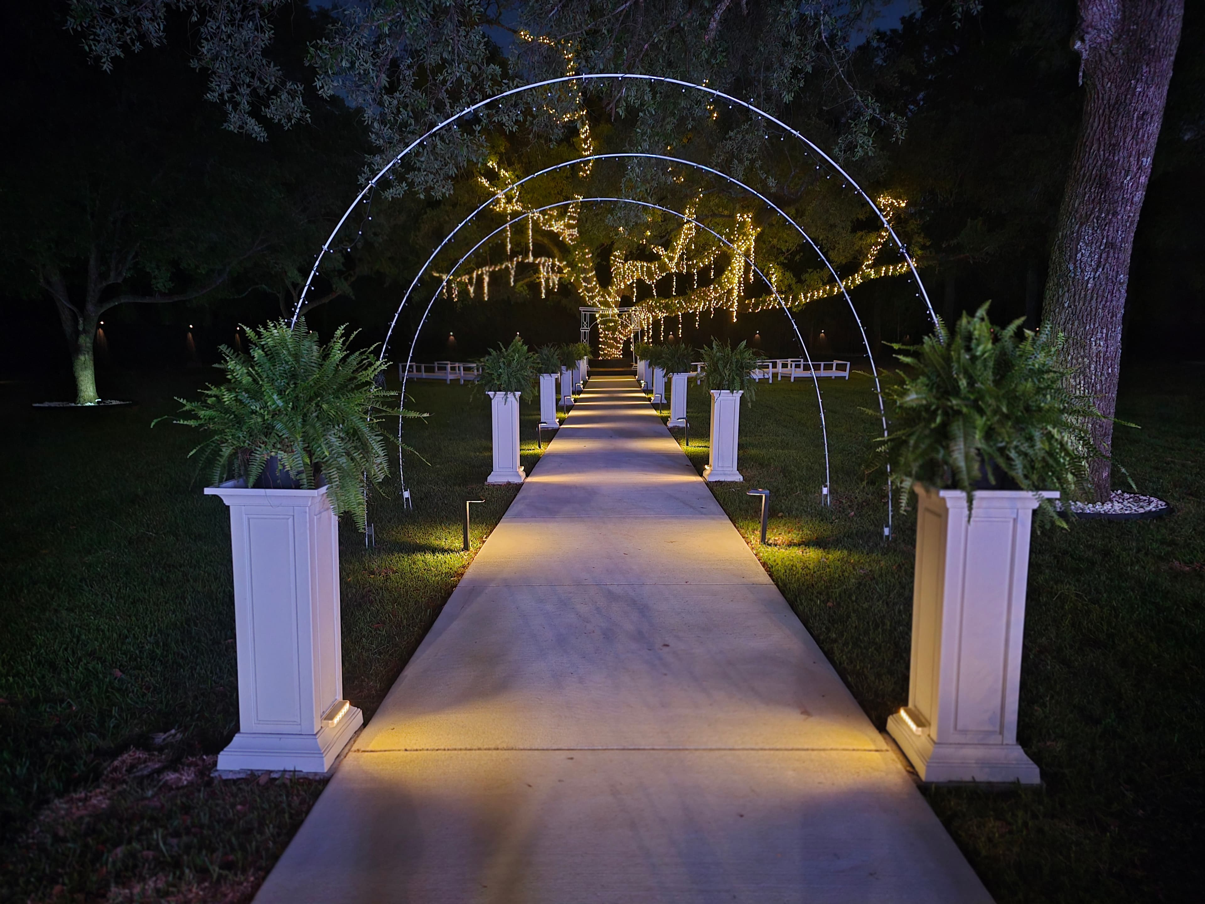 Outdoor ceremony grounds at night
